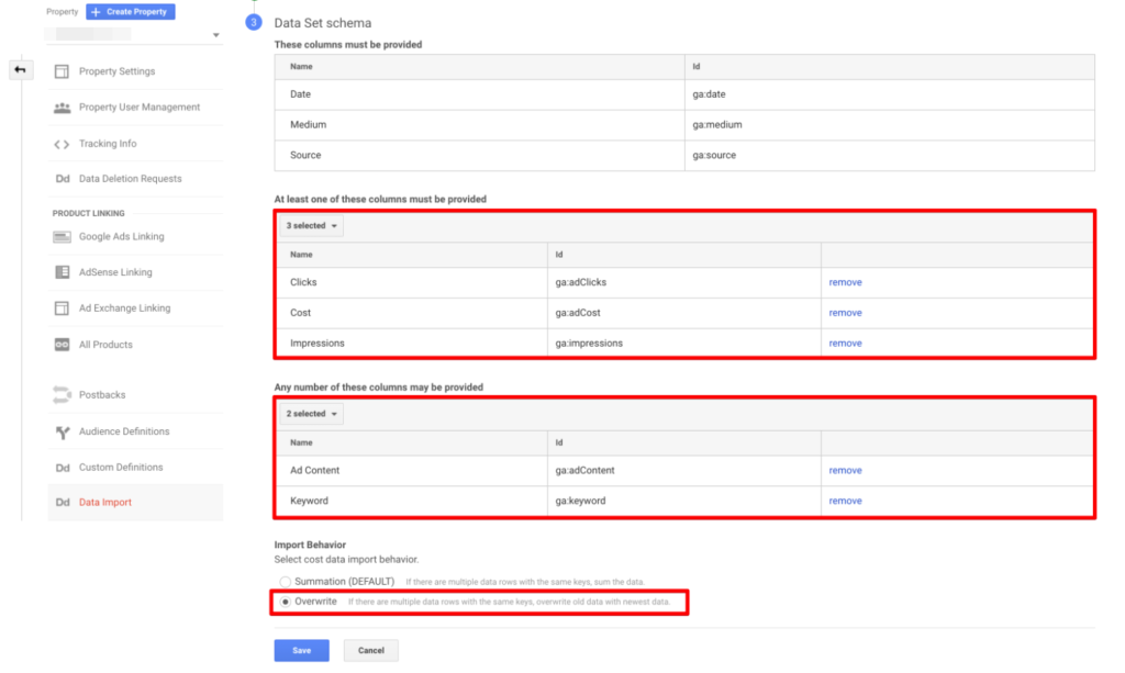 Select dimensions and metrics.