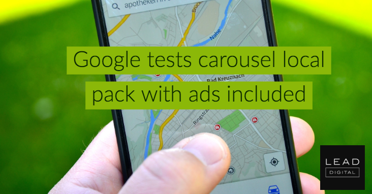 Google tests carousel local pack with ads included