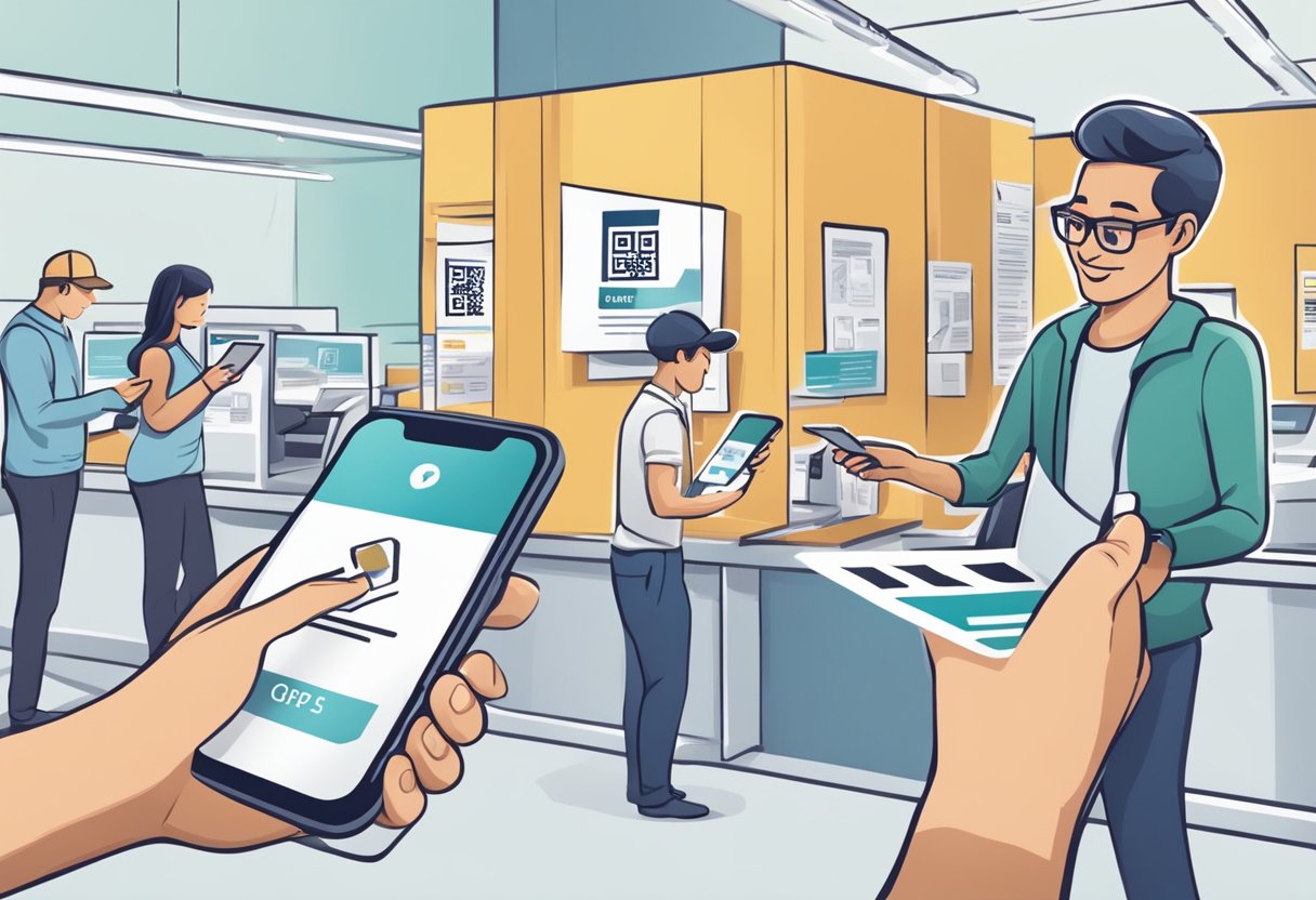 A person receiving a direct mail piece and then using a smartphone to scan a QR code for more information