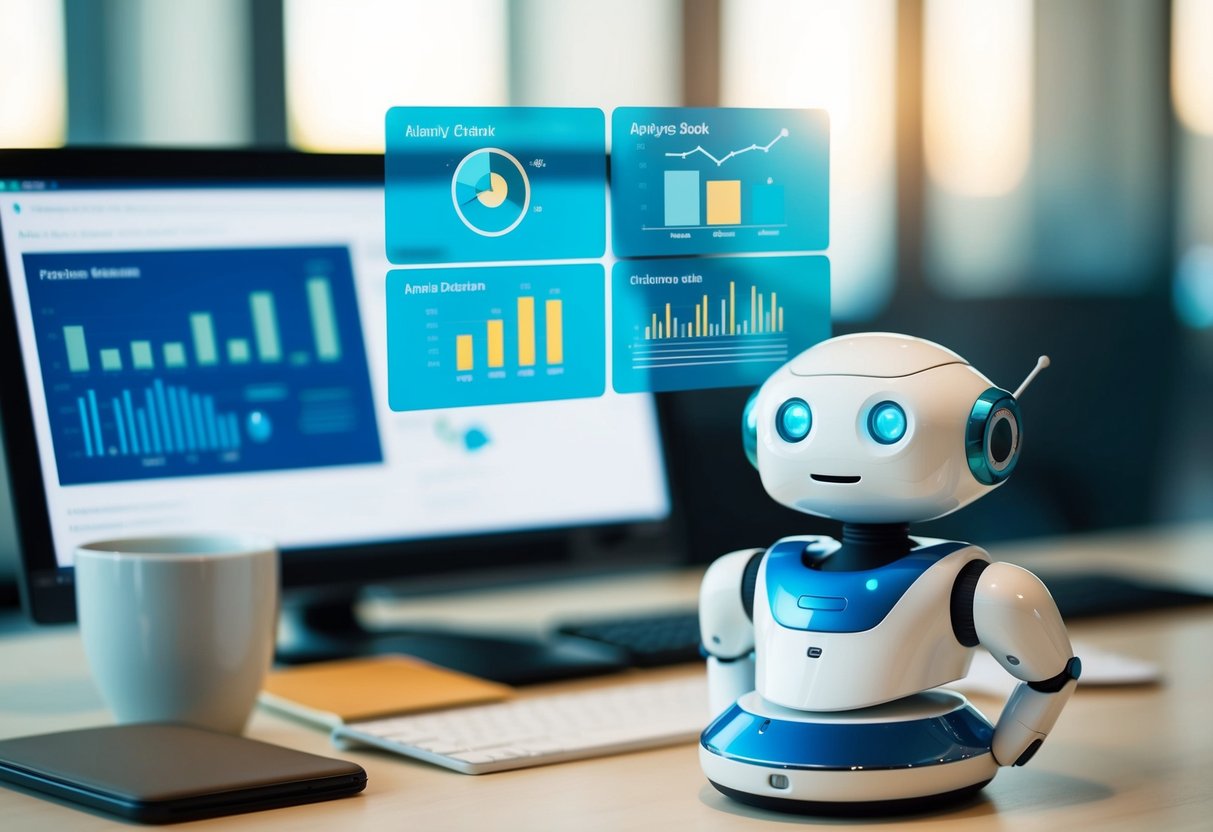 A chatbot interface displaying data and graphs for analytics and reporting in a customer service setting