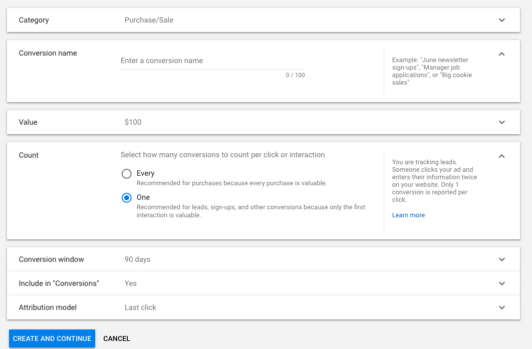 Set Up Conversion