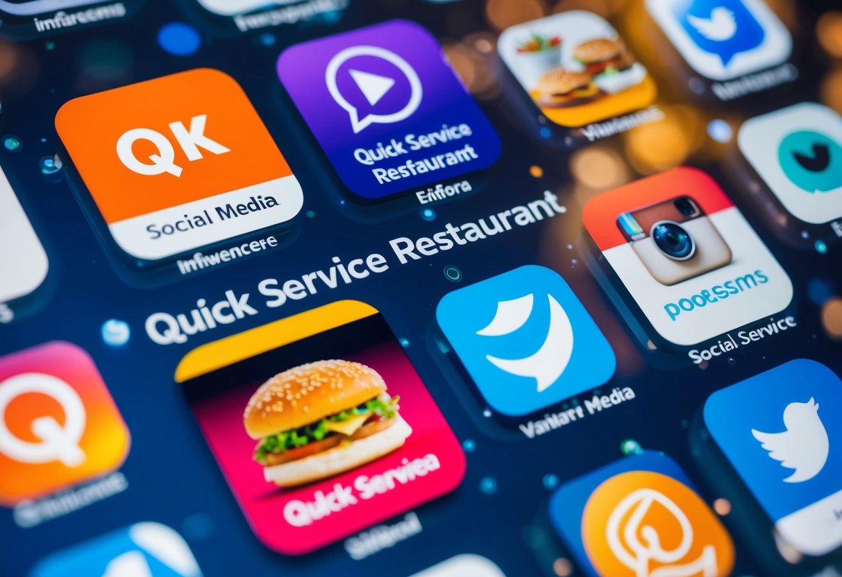 A bustling social media platform with a variety of quick service restaurant ads and influencer endorsements