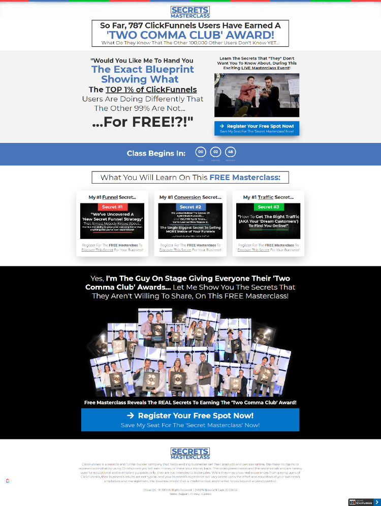 lead capturing landing page screenshot