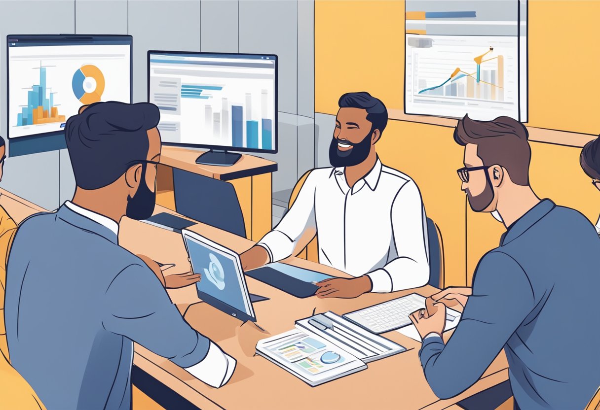 Franchisees receiving support and training from a digital agency