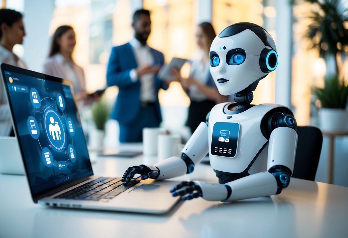 An AI chatbot seamlessly assists customers across various digital platforms, providing personalized and efficient customer service