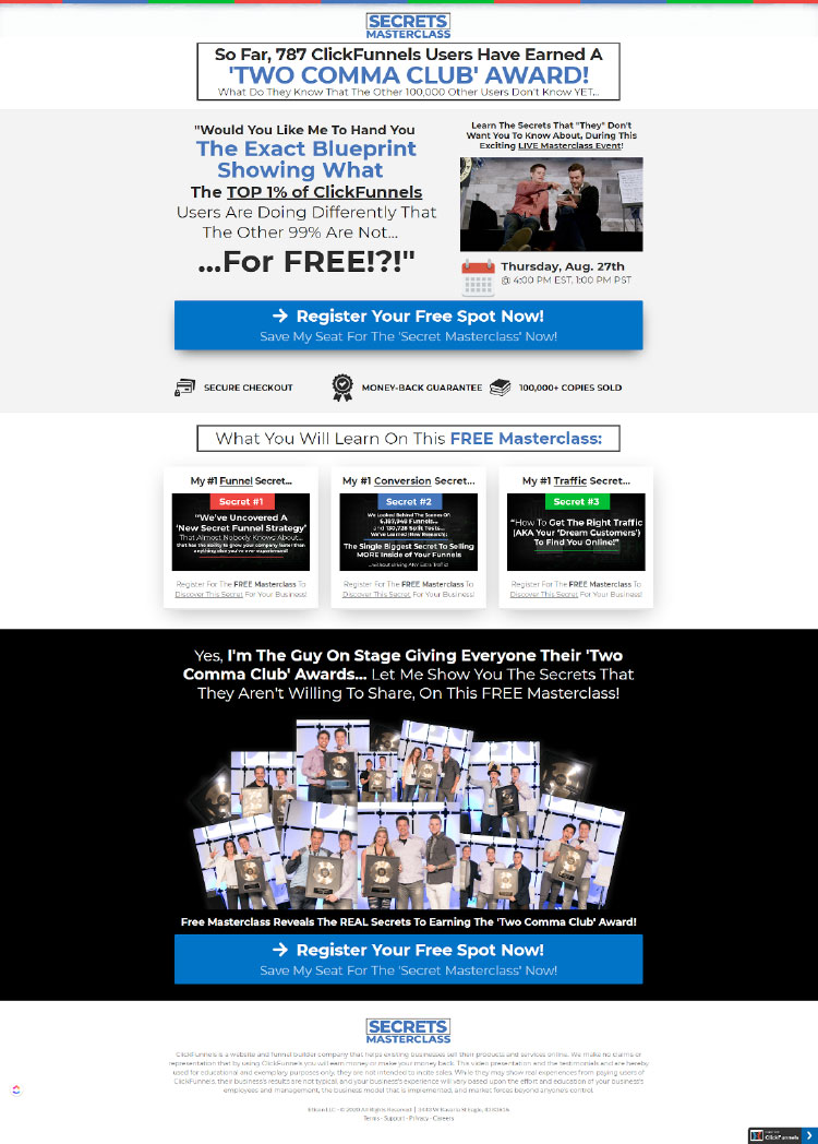 lead capturing landing page screenshot